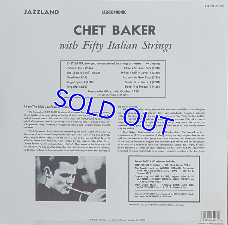 画像2: チェット・ベイカー（tp）/WITH FIFTY ITALIAN STRINGS（OJC盤） (2)