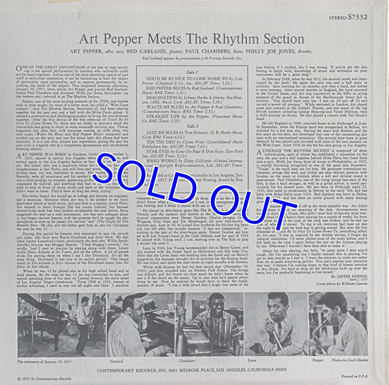 画像2: アート・ペッパー(as)/Meets the Rhythm Section (2)