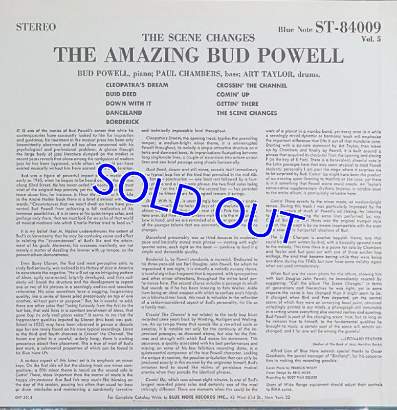 画像2: バド・パウエル(p)/ザ・シーン・チェンジズ(King初回プレス盤) (2)