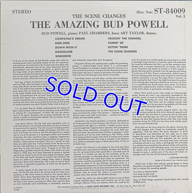 画像2: バド・パウエル(p)/ザ・シーン・チェンジズ(キング盤) (2)