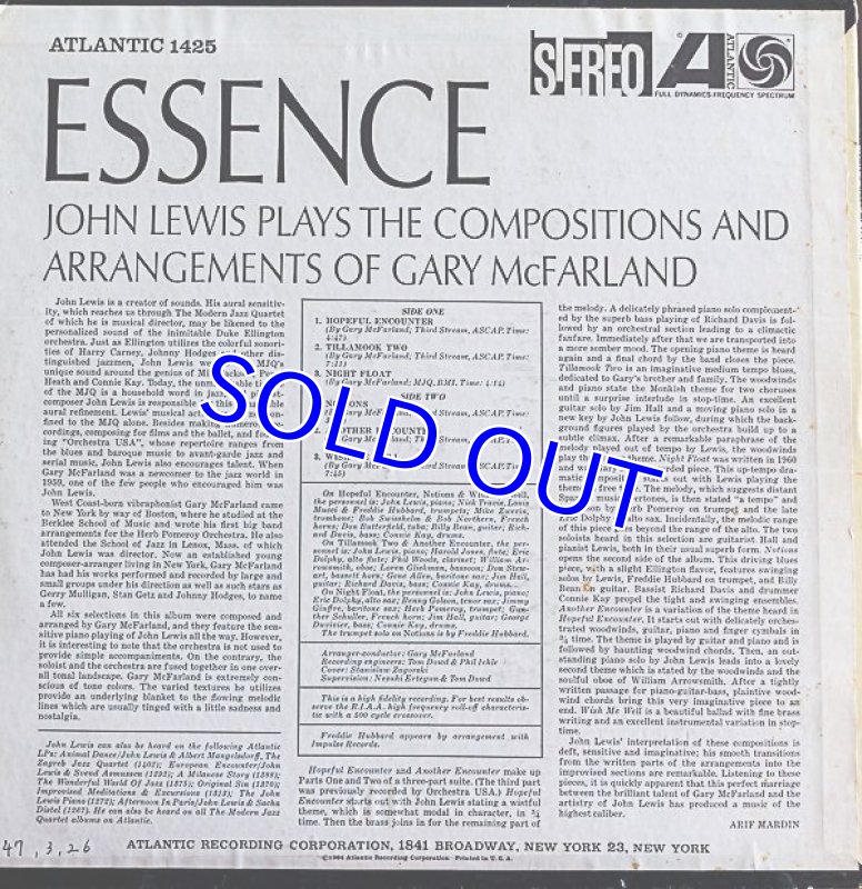 画像2: ジョン・ルイス(p)/ESSENCE (2)