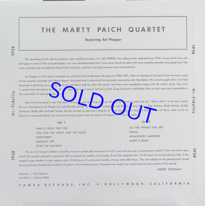 画像2: マーティ・ペイチ・カルテット/フィーチャリング・アート・ペッパー (2)