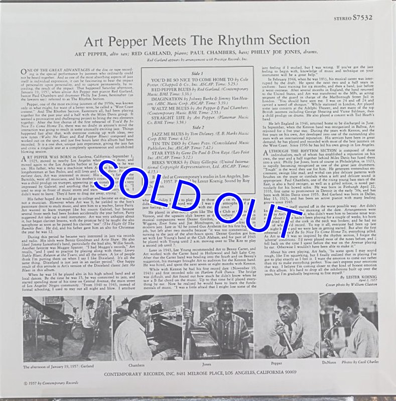 画像2: アート・ペッパー(as)/ミーツ・サ・リズム・セクション (2)