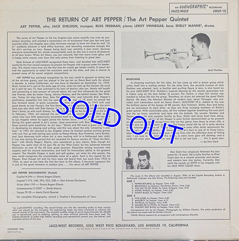 画像2: アート・ペッパー(as)/サ・リターン・オブ・アート・ペッパー (2)
