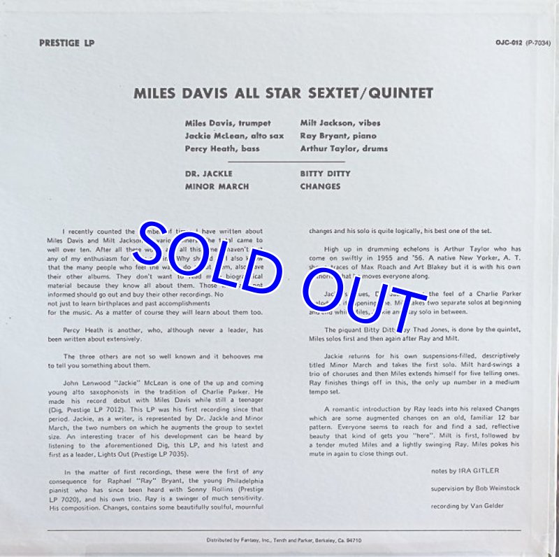 画像2: マイルス・デイヴィス（tp）/QUINTET/SEXTET　OJC盤 (2)