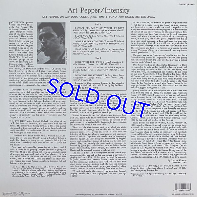 画像2: アート・ペッパー(as)/INTENSITY (2)