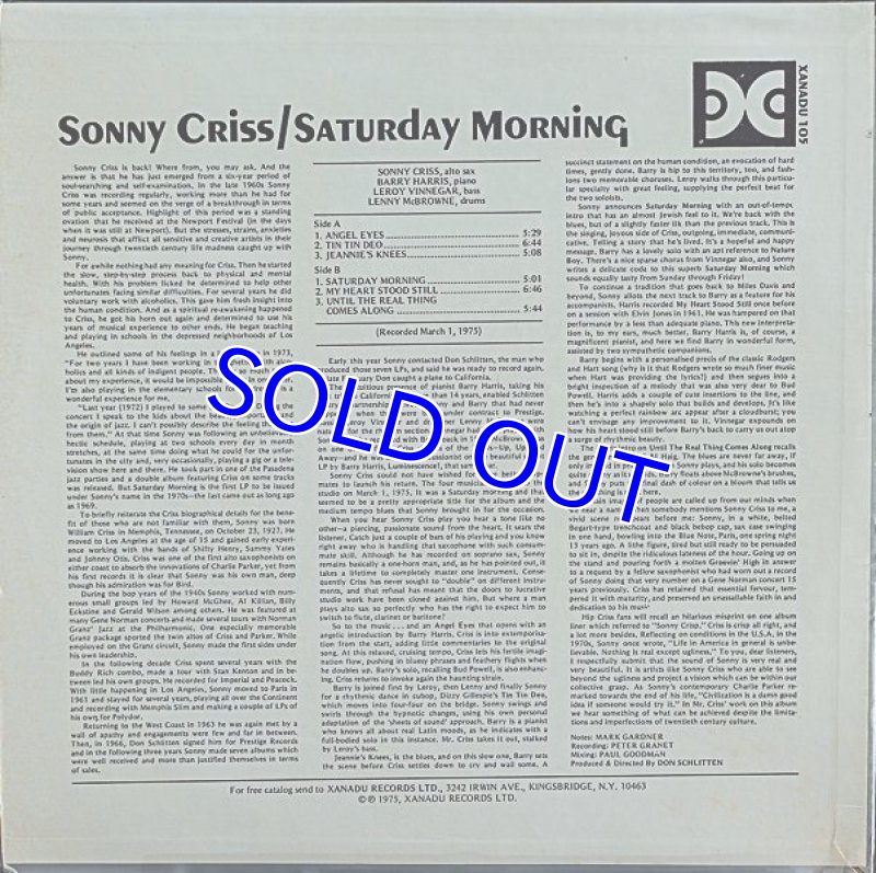 画像2: ソニー・クリス(as)/SATURDAY MORNING (2)
