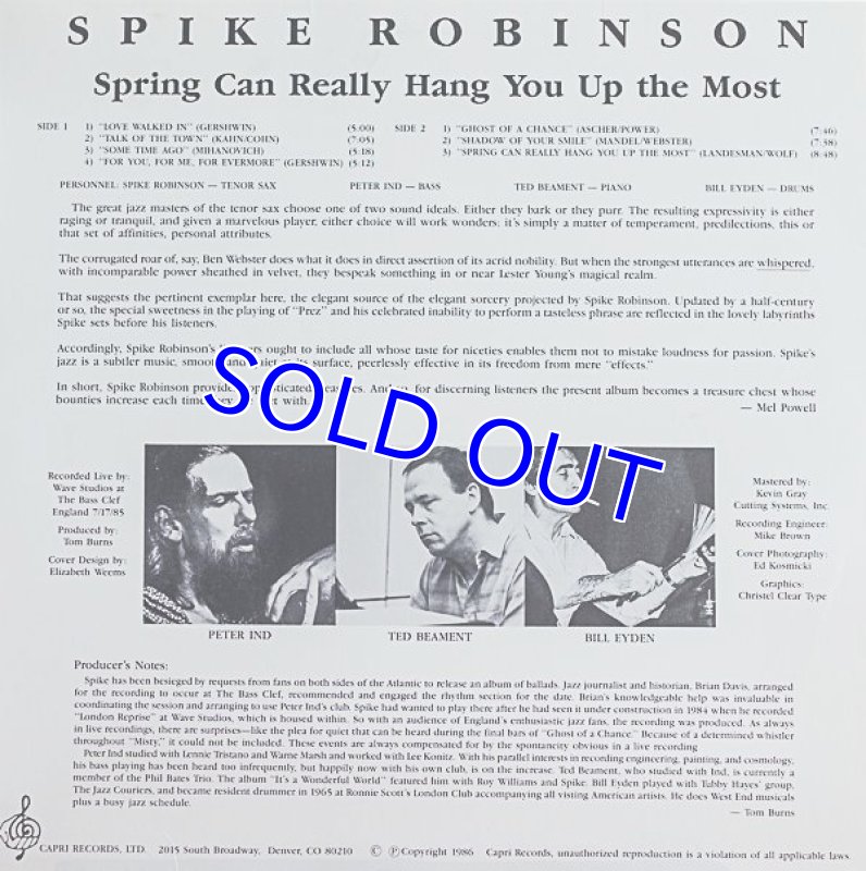 画像2: スパイク・ロビンソン・カルテット/SPRING CAN REALLY HANG YOU UP THE MOST (2)