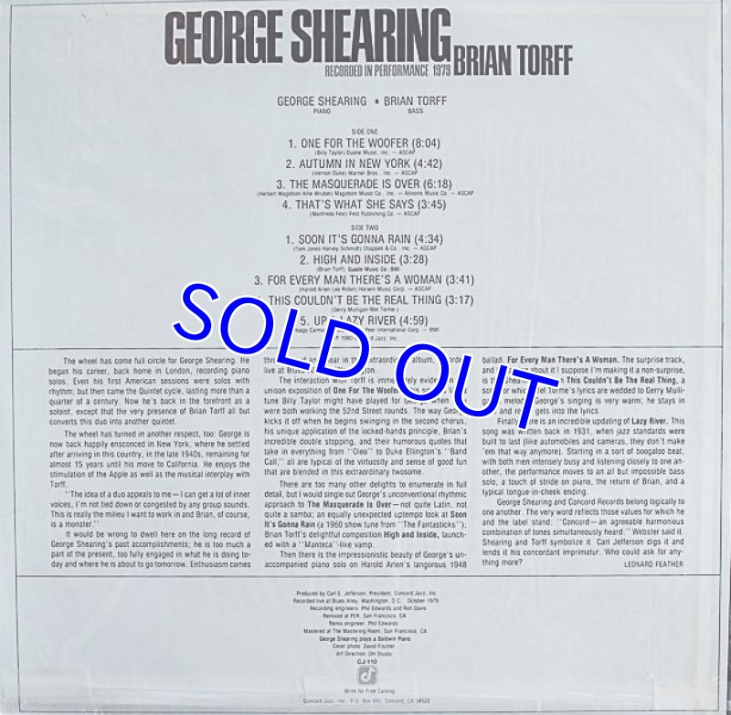 画像2: ジョージ・シアリング(p)/BLUES ALLEY JAZZ (2)