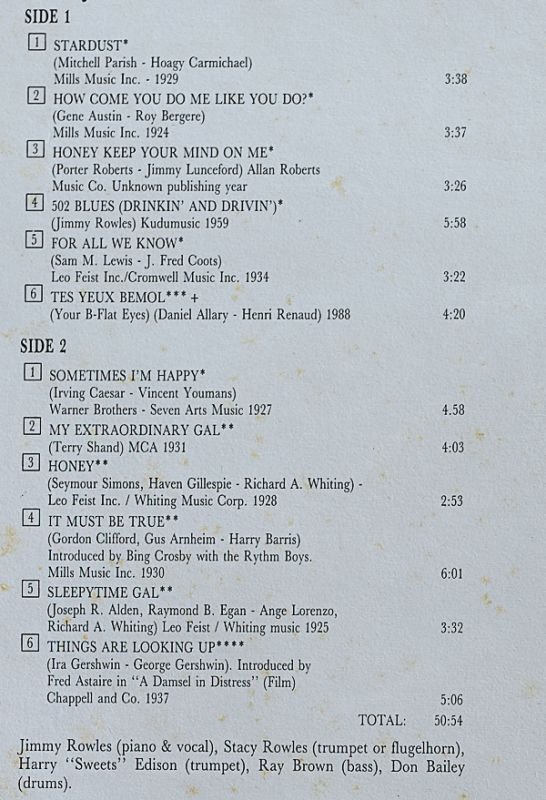 画像3: ステイシー・ロウルズ(tp)/Aometimes I'm happy, Sometimes I'm blue (3)