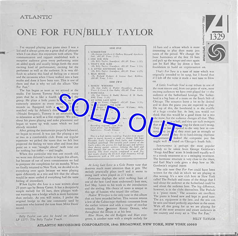 画像2: ビリー・テイラー(p)/ONE FOR FUN (2)