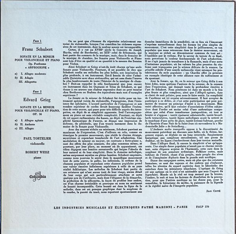 画像2: ポール・トルトゥリエ（Vc）/シューベルト：アルペジョーネ・ソナタ (2)