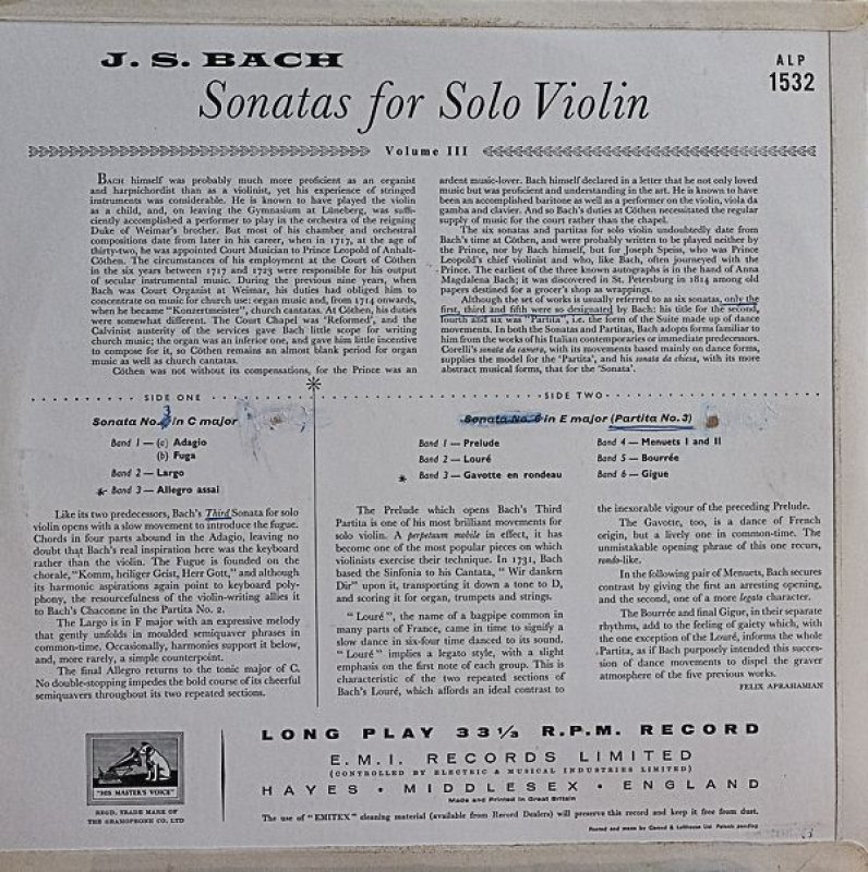 画像8: ユーディ・メニューイン(Vn）/バッハ：無伴奏ヴァイオリンのためのソナタとパルティータ (8)