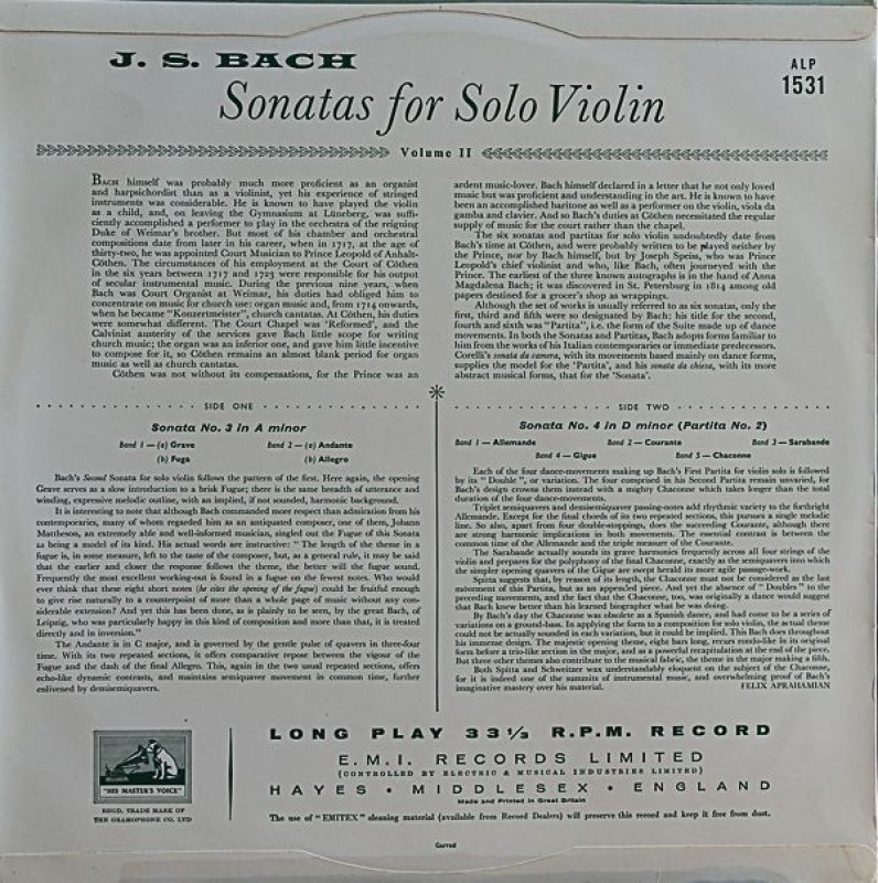 画像5: ユーディ・メニューイン(Vn）/バッハ：無伴奏ヴァイオリンのためのソナタとパルティータ (5)