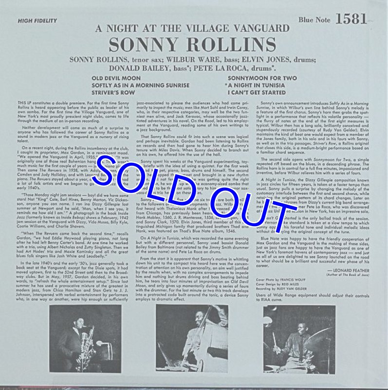 画像2: ソニー・ロリンズ（ts）/ア・ナイト・アット・ザ・ヴィレッジ・ヴァンガード（キング重量盤） (2)