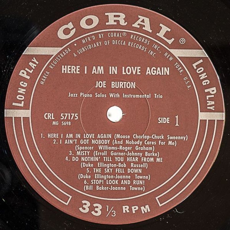 画像3: ジョー・バートン(p)/ヒアー・アイ・アム・イン・ラブ・アゲイン (3)