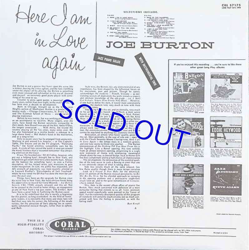 画像2: ジョー・バートン（p）/ヒアー・アイ・アム・イン・ラブ・アゲイン (2)