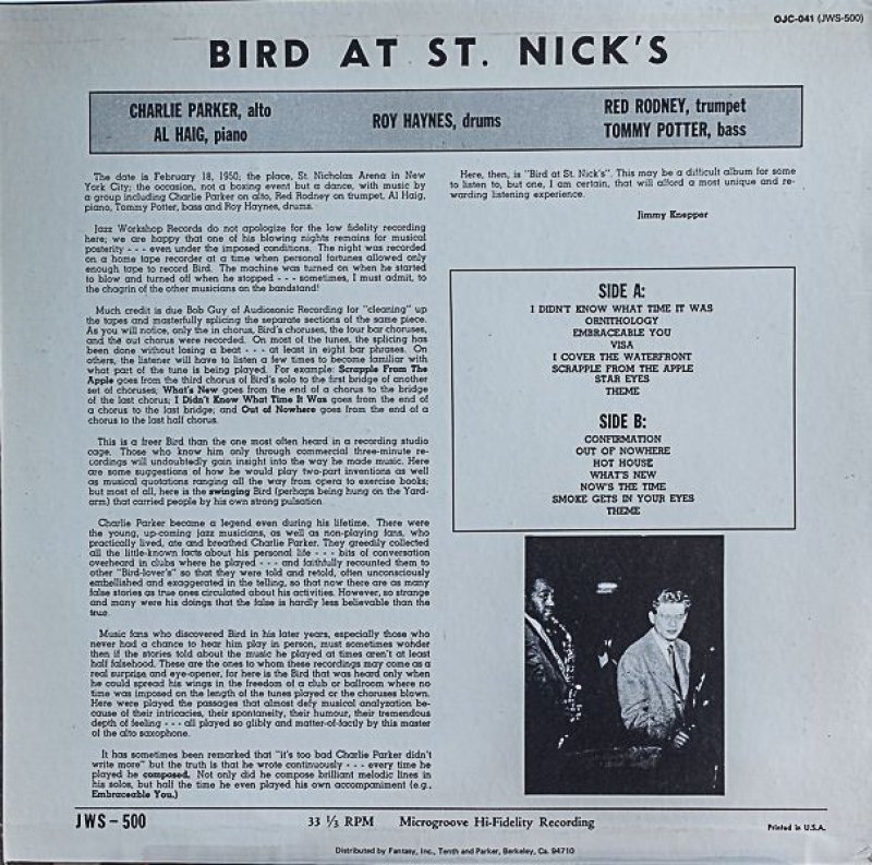 画像2: チャーリー・パーカー(as)/BIRD AT ST. NICK'S (2)