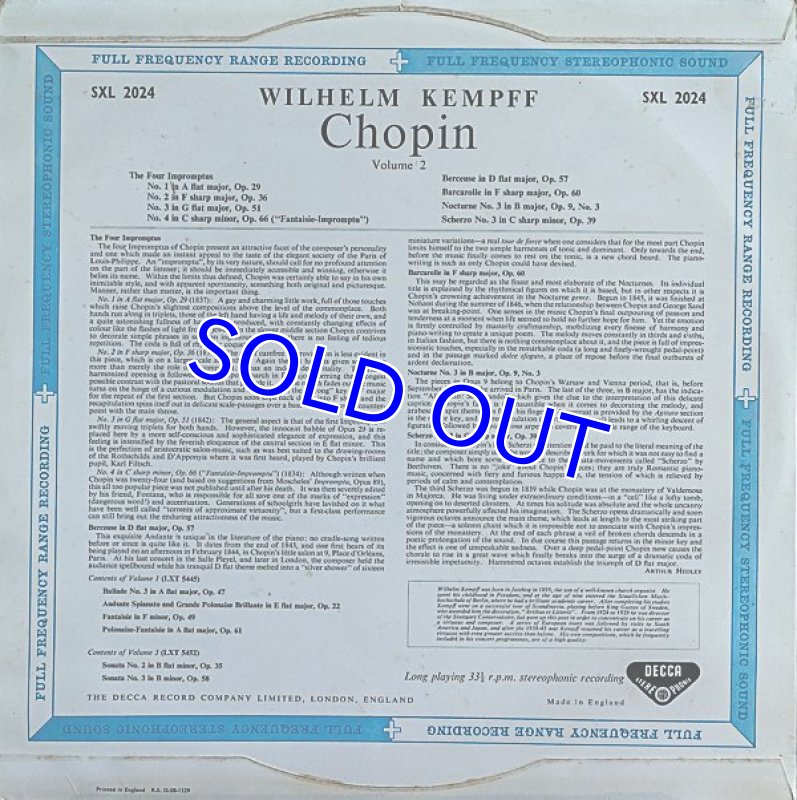 画像2: ヴィルヘルム・ケンプ（pf）/PLAYS CHOPIN Vol.2 (2)