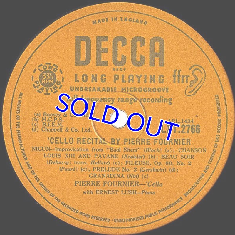 画像5: ピエール・フルニエ（Vc）/CELLO RECITAL (5)