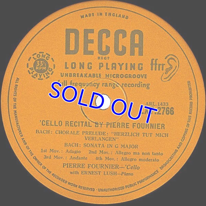 画像4: ピエール・フルニエ（Vc）/CELLO RECITAL (4)
