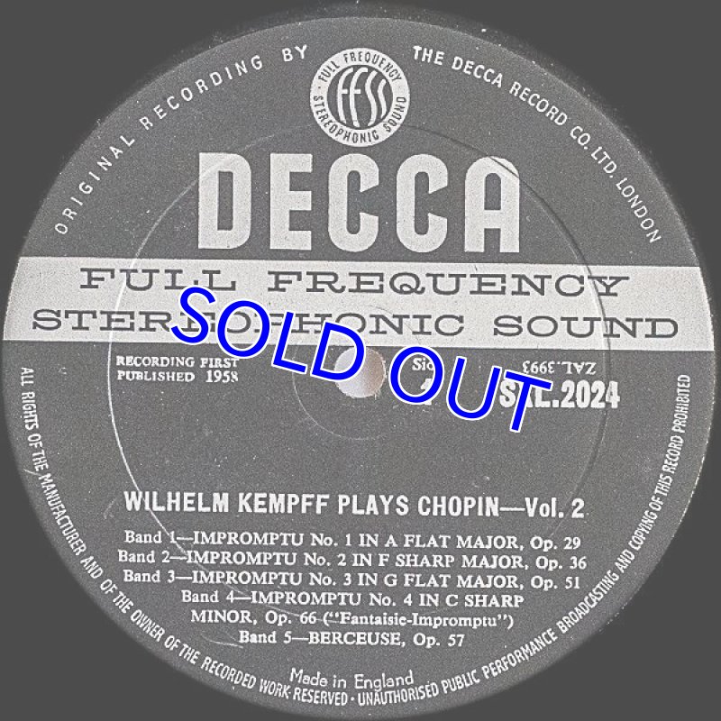 画像3: ヴィルヘルム・ケンプ（pf）/PLAYS CHOPIN Vol.2 (3)