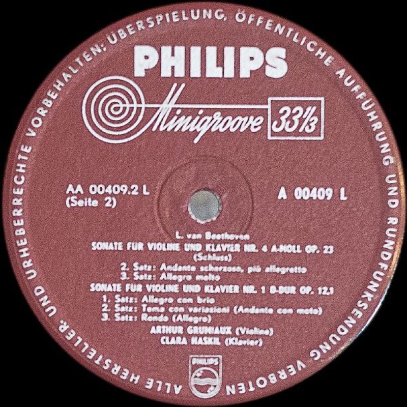 画像4: グリュミオー(Vn)& ハスキル(pf)/ベートーヴェン・ヴァイオリン・ソナタ第1番,4番,5番 (4)