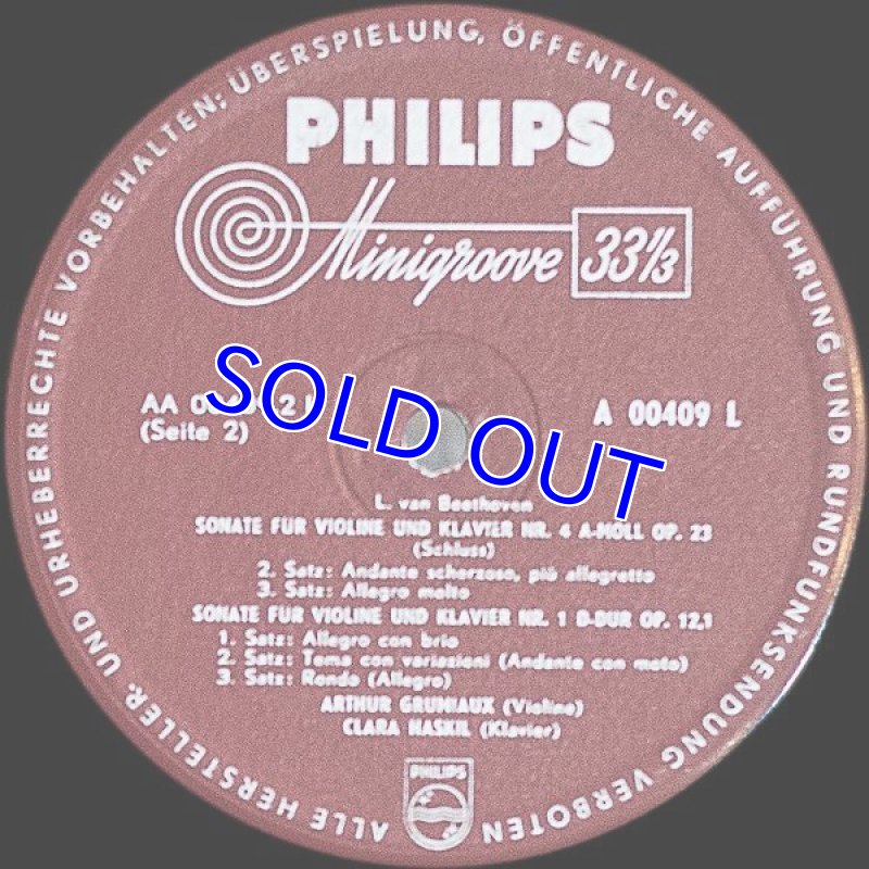 画像4: グリュミオー(Vn）＆ ハスキル（pf）/ベートーヴェン・ヴァイオリン・ソナタ第1番,4番,5番 (4)