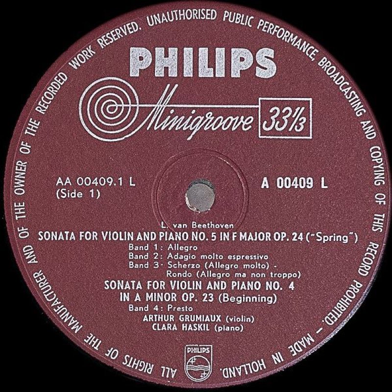 画像3: グリュミオー(Vn）＆ ハスキル（pf）/ベートーヴェン・ヴァイオリン・ソナタ第1番,4番,5番 (3)
