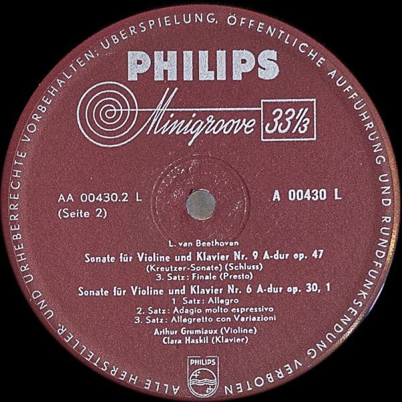画像4: グリュミオー(Vn）＆ ハスキル（pf）/ベートーヴェン・ヴァイオリン・ソナタ第9番,6番 (4)