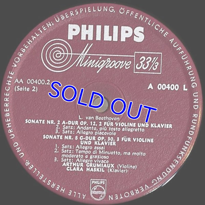 画像4: グリュミオー(Vn）＆ ハスキル（pf）/ベートーヴェン・ヴァイオリン・ソナタ第2番,3番,8番 (4)