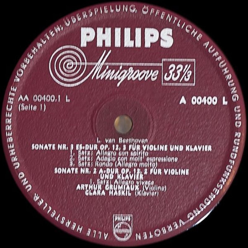 画像3: グリュミオー(Vn）＆ ハスキル（pf）/ベートーヴェン・ヴァイオリン・ソナタ第2番,3番,8番 (3)