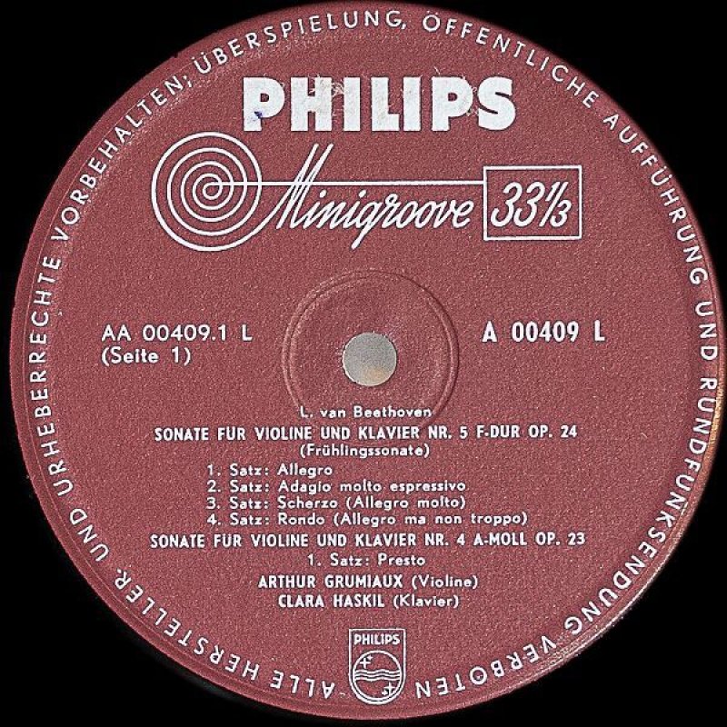 画像3: グリュミオー(Vn)& ハスキル(pf)/ベートーヴェン・ヴァイオリン・ソナタ第1番,4番,5番 (3)
