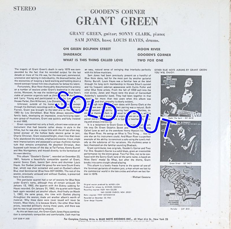 画像2: グラント・グリーン(g)/グッデンズ・コーナー (2)