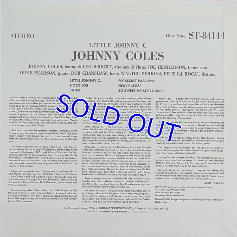 画像2: ジョニー・コールズ(tp)/リトル・ジョニーC (2)