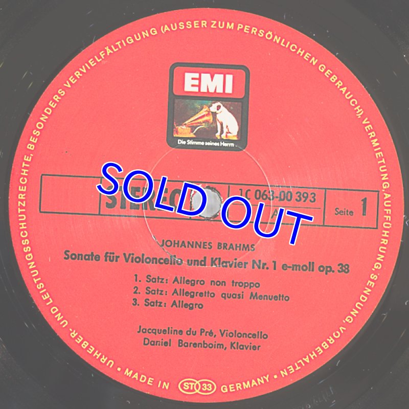 画像3: ジャクリーヌ・デュ・プレ（Vc）/ブラームス：チェロ・ソナタ第1番、2番 (3)