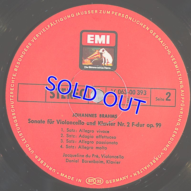 画像4: ジャクリーヌ・デュ・プレ（Vc）/ブラームス：チェロ・ソナタ第1番、2番 (4)