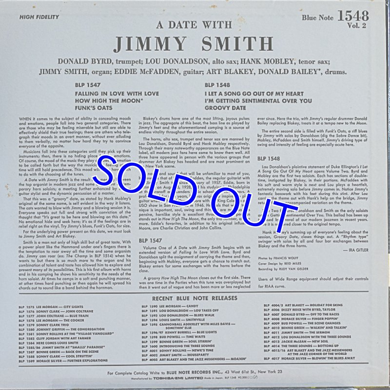 画像5: ジミー・スミス（org）/ア・デイト・ウィズVol.1&2（2枚セット） (5)