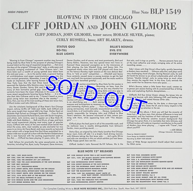 画像2: クリフ・ジョーダン（ts）/BLOWING IN FROM CHICAGO (2)