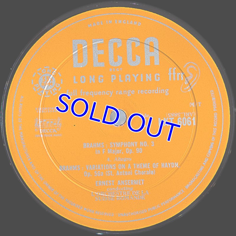 画像4: エルネスト・アンセルメ/ブラームス：交響曲第3番ヘ長調作品90 (4)