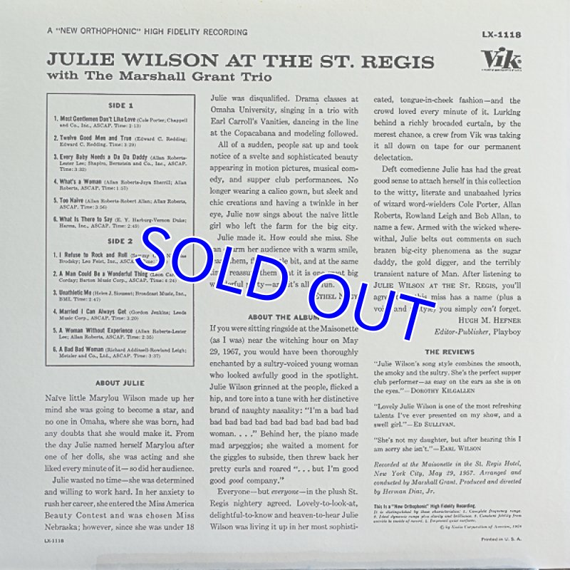 画像2: ジュリー・ウィルソン/アット・ザ・セント・レジス (2)