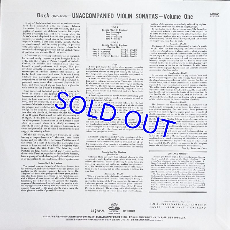 画像2: ヨハンナ・マルツィ(Vn)/バッハ:無伴奏ヴァイオリン・ソナタ&パルティータ全曲(新品同様品) (2)