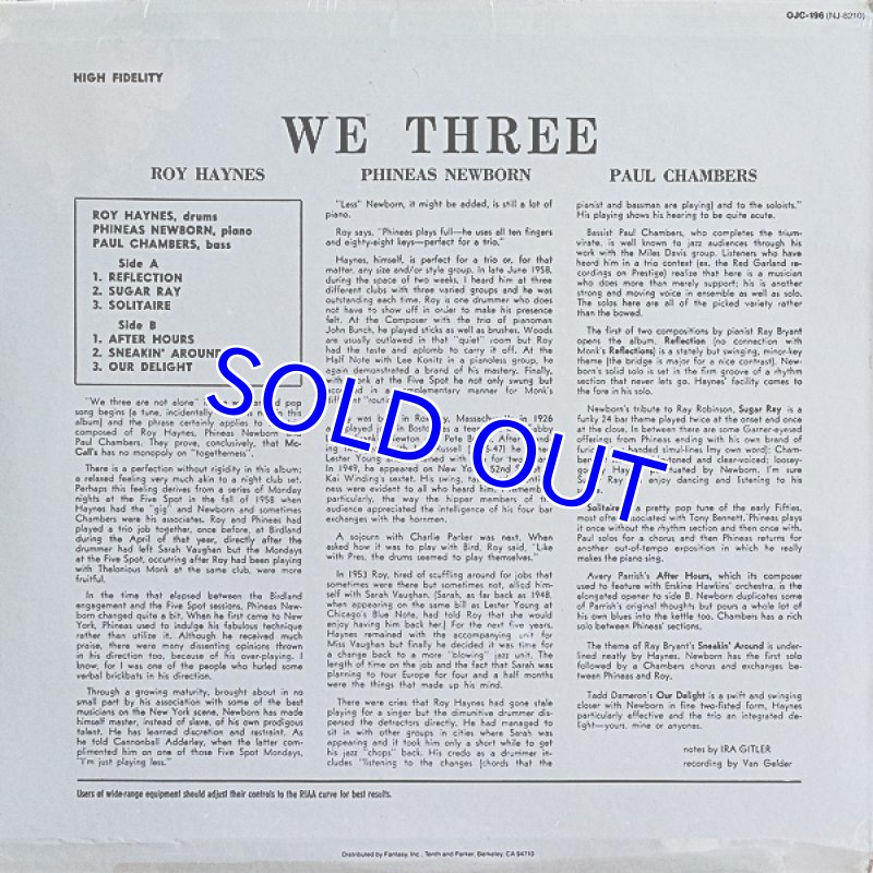 画像2: ロイ・ヘインズ(ds)/WE THREE(OJC 未開封) (2)