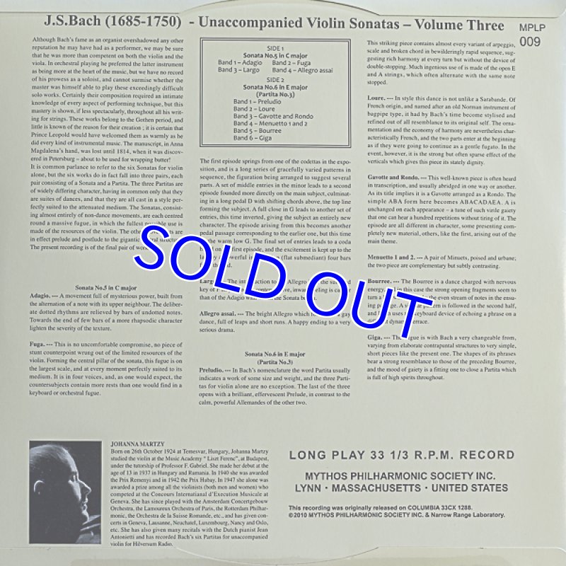 画像8: ヨハンナ・マルツィ（Vn）/バッハ:無伴奏ヴァイオリン・ソナタ＆パツティータ全曲（ミソスレーベル） (8)