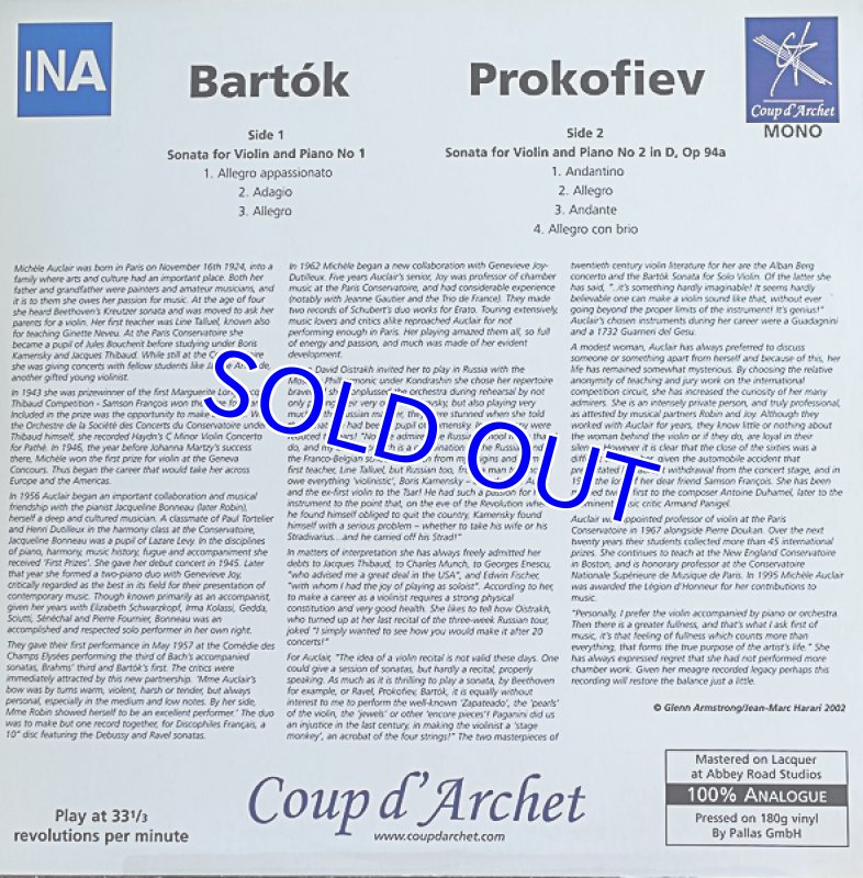 画像2: ミシェル・オークレール（Vn）/バルトーク＆プロコフィエフ (2)