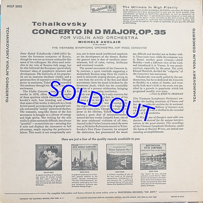 画像2: ミシェル・オークレール(Vn)/チャイコフスキー:ヴァイオリン協奏曲ニ長調作品35 (2)