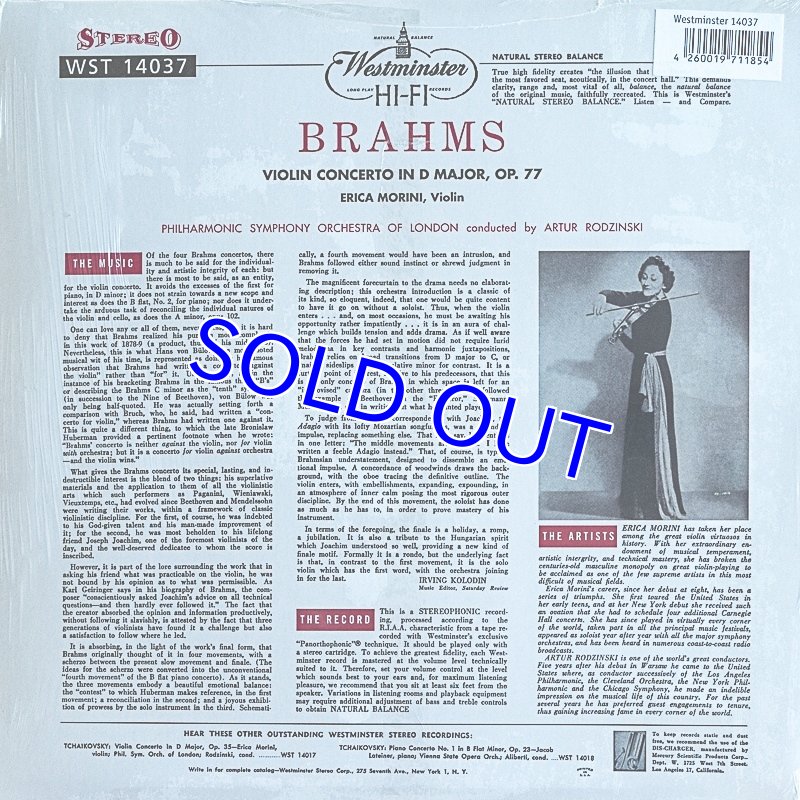 画像2: エリカ・モリーニ（Vn）/ブラームス：ヴァイオリン協奏曲ニ長調作品77 (2)