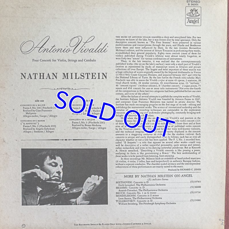 画像2: ナタン・ミルシテイン(Vn）/ヴィヴァルディ：ヴァイオリン、弦楽とチェンバロのための４つの協奏曲 (2)