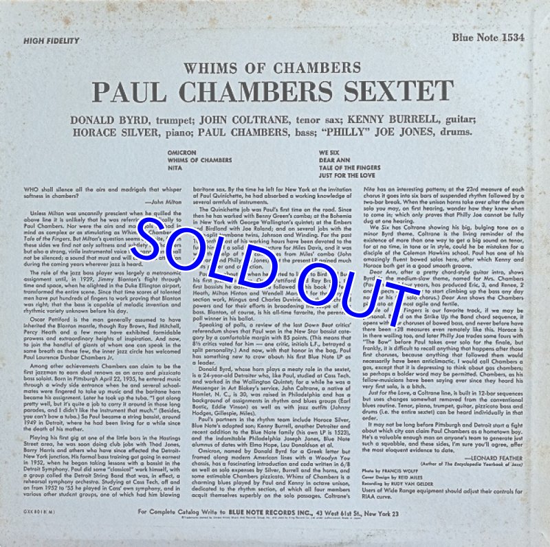 画像2: ポール・チェンバーズ・セクステット/ウィムス・オブ・チェンバーズ（キング盤） (2)