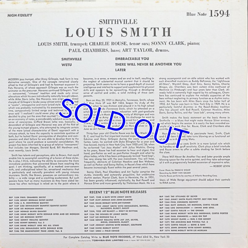 画像2: ルイ・スミス（tp）/スミスヴィル（ライナー欠品） (2)